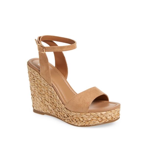 NWOT BP Ginny Espadrille Wedge Sandals Tan Suede Strap Summer Wedge Womens 10 M - Picture 1 of 8